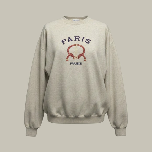 Energy Paris Tops - Vintage Energy Paris France Embroidered Crewneck Sweatshirt Oatmeal Large